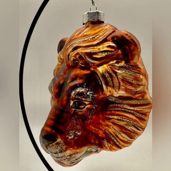 Majestic Lion Head - Slavic Treasures Poland Hand Blown Ornament, Handmade - Picture 7 of 7